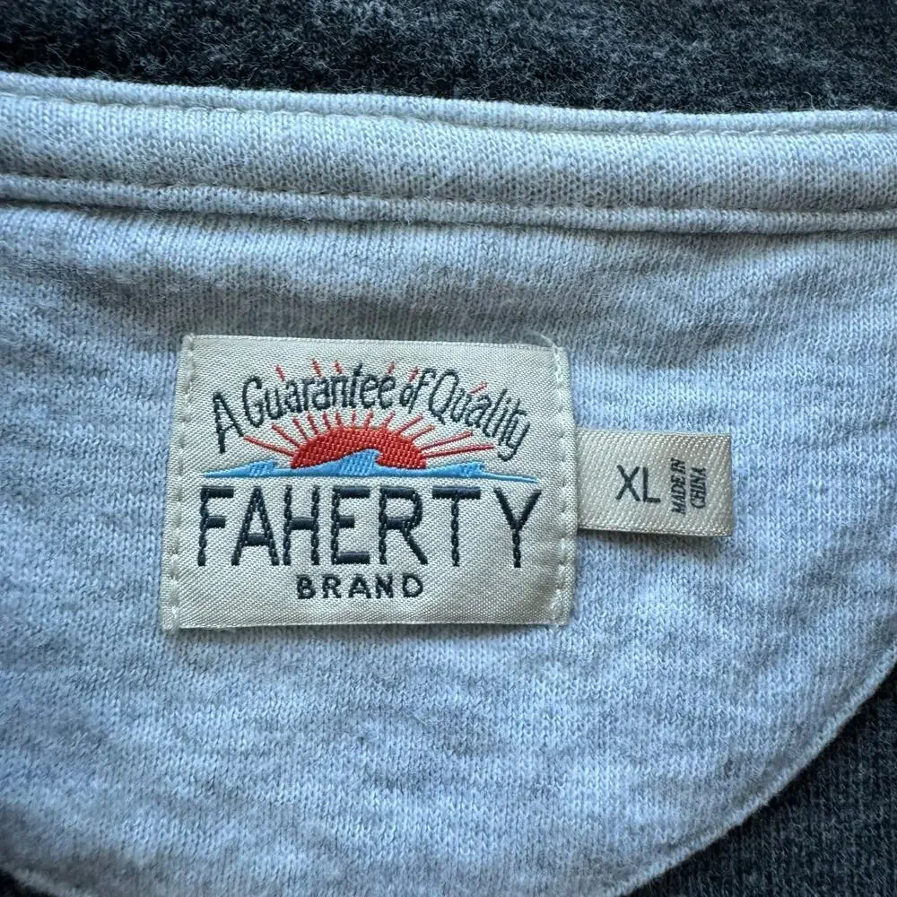 Faherty Pullover Sweater‎ Sweatshirt 1/4 Zip Heathered Gray XL Comfort Active